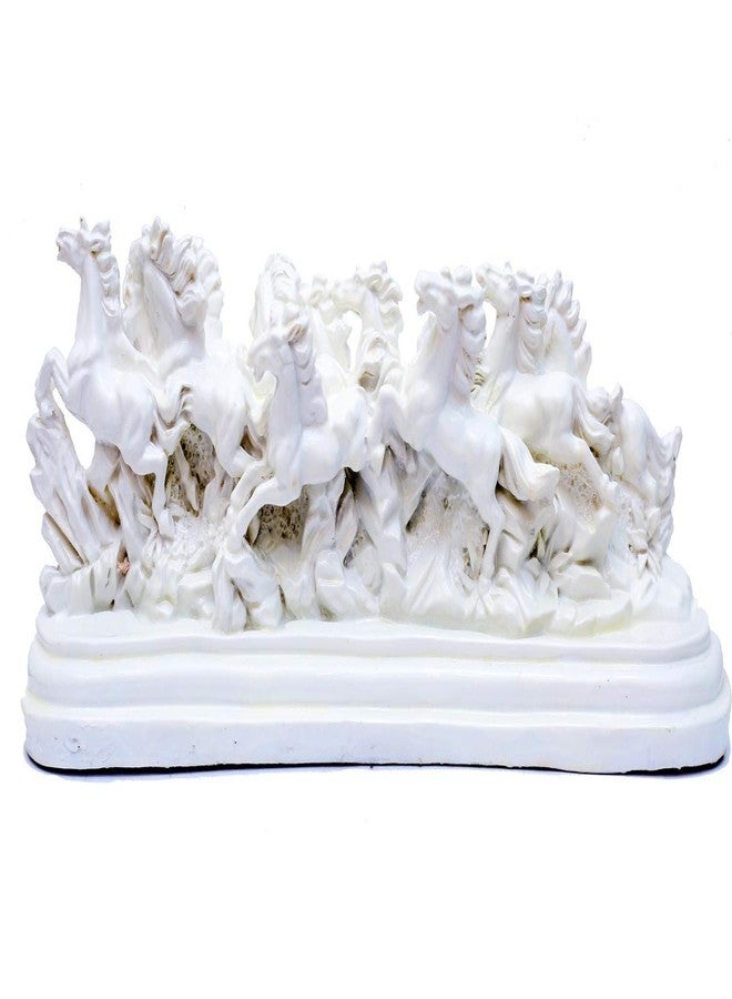 INARA Creation Feng Shui & Vastu 12 Running Victory Horses Resin Statue (White, 50.8 x 25.4 x 15.24 cm) - Image 2